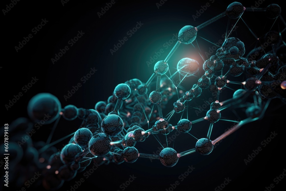 Poster abstract molecular structure, with the intricate and delicate strands of dna visible, created with generative ai