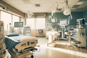 intensive treatment unit room with stuff professional photography ai generated