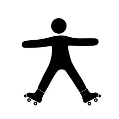 Transition with straight legs on roller skates of a person