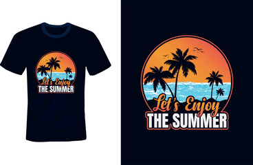 Summer T-Shirt Design-Sunset T-shirt-Enjoy Summer-Beach T-shirt with palm tree vector
