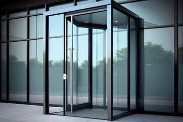Fototapeta na wymiar modern glass entry door, with sleek and clean lines, for a contemporary office building, created with generative ai