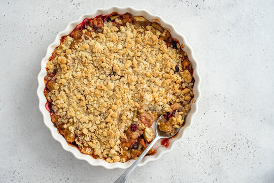 Delicious apple and blackberry crumble