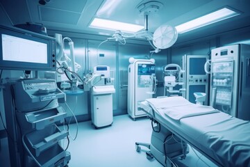 intensive treatment unit room with stuff professional photography ai generated