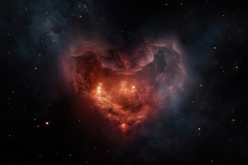 heart-shaped nebula surrounded by stars and nebulae in the universe, created with generative ai