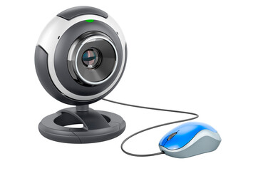 Webcam with computer mouse. 3D rendering