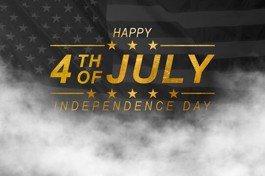  Happy 4th of July USA Background with golden texture and flag of the United States.