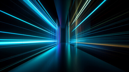 abstract futuristic background with gold blue white glowing neon moving high speed straight lines and bokeh lights. Data transfer concept Fantastic wallpaper