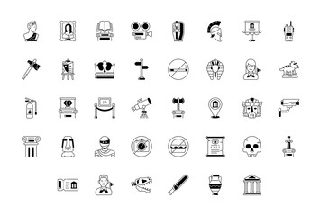 Simple Set of Museum Related Vector Icons. Contains such Icon as Tourist Group, Sculpture, Art Gallery and more. 