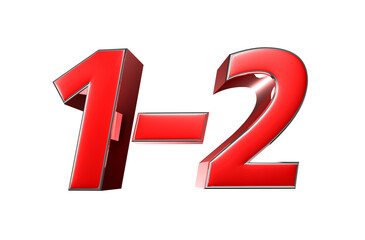 Number 1-2 red 3D illustration. Advertising signs. Product design. Product sales.
