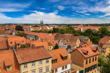Naklejka na ściany i meble Panoramic view of Quedlinburg, Germany