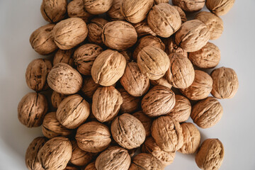 Shelled walnuts. Fresh walnut background.