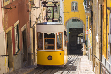 Funicular in the city center of Lisbon