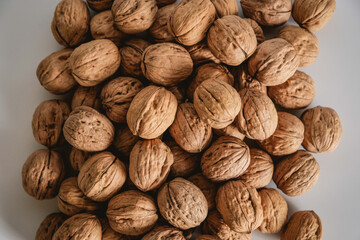 Shelled walnuts. Fresh walnut background.