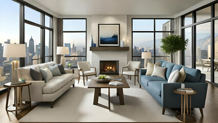 Cozy Fireplace Modern Living Room Beautiful Angles