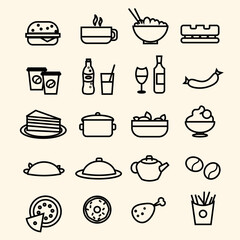 Cafe, restaurant and confectionery icons