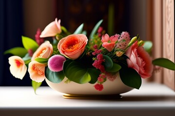Beautiful flower vase background image photos wallpaper AI generated