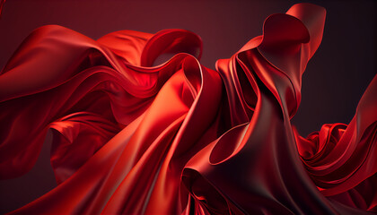 Abstract Silk background red Ai generated image