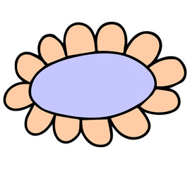 Flower in trendy retro cartoon groovy style. Symbols, chamomile flowers, rainbow, hippie stickers. Vector illustration.