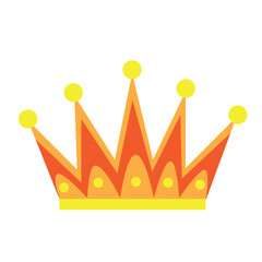 cartoon illustration, beautiful big golden crown, isolated object on white background, wind,
