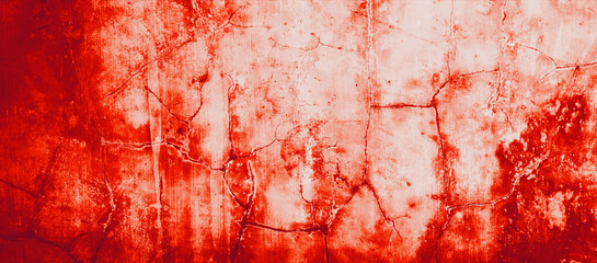 Splatters of red paint resemble fresh blood, their jagged edges contributing to a sense of unease. The stains, reminiscent of Halloween horrors