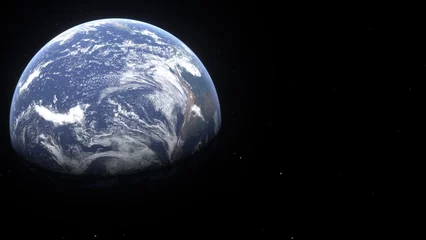 Afwasbaar Fotobehang Volle maan en bomen Earth from space