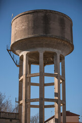 Water tower with blue sky