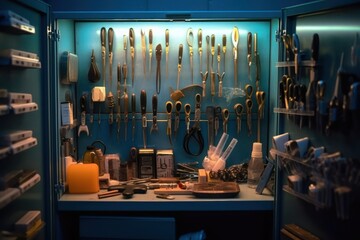 stock photo of mortuary room with stuff tools equipment AI Generated - obrazy, fototapety, plakaty