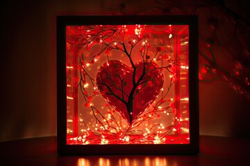 Heart with lights for Christmas decoration. Warm indoor light. Generative AI