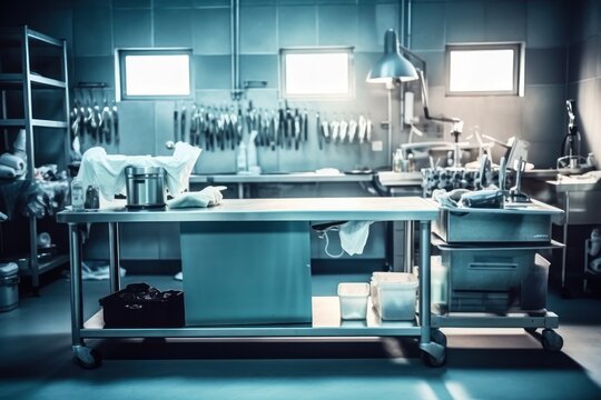 stock photo of mortuary room with stuff tools equipment AI Generated