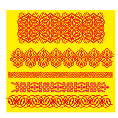 vector ornaments Arabic ornaments red pattern on yellow background black and white pattern