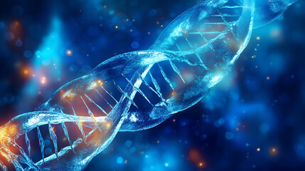 Glowing Blue DNA Helix