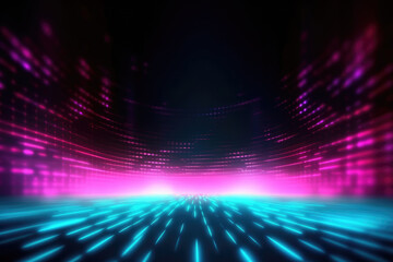 Abstract background with glowing neon waves Generative AI