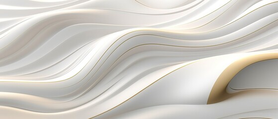 Abstract 3D White Gold Waves Background for presentation design. Suit for business, corporate, institution, party, festive, seminar, and talks