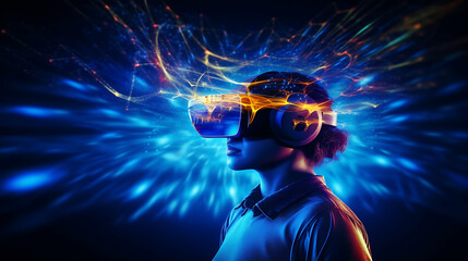 Glowing Blue Light from Virtual Reality Headset