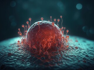 Human cell microscopic image. Generative Ai illustration