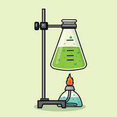 illustration of a erlenmeyer flask on burner