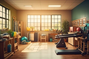 stock photo of physical therapy room with stuff AI Generated