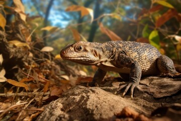 Fototapeta premium Ackie Monitor lizard in the natural environment, Generative AI