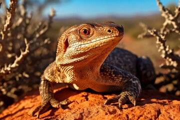 Ackie Monitor lizard in the natural environment, Generative AI