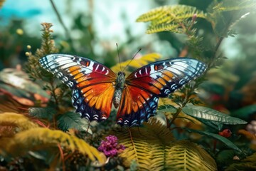 Fototapeta na wymiar Admiral Butterfly in the natural environment, Generative AI