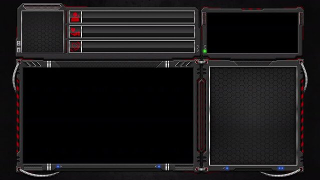 Menace - Black and Red Hi-Tech Transparent Overlay - Seamless Animation for OBS Studio and Content Creators.