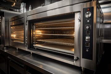 Obraz premium beautifully designed and modern commercial oven with sleek touch screen controls, created with generative ai