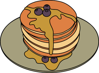 Blueberry Pancakes Illustration Vector