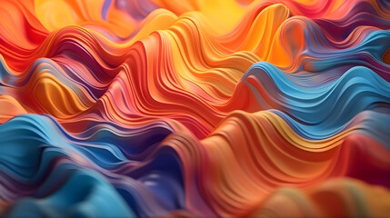 Fototapeta premium abstract colorful background 3d yellow red blue waves 