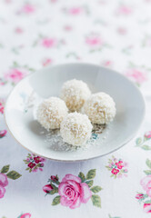 Coconut balls on the table