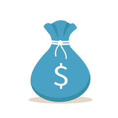  Yellow money bag with a white drawstring. Vector illustration in flat style on a white background. In cartoon style.