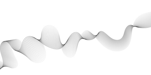 Abstract wavy grey technology lines on transparent background.  Abstract gray curved line for banner design and frequency sound wave line.