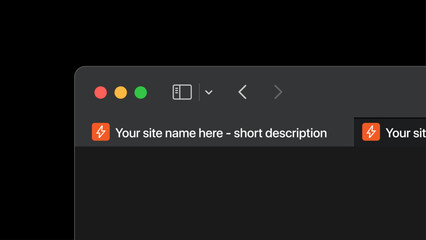 Favicon template in dark theme in web browser. To insert your logo or icon