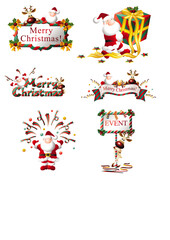 Merry Christmas with Santa Claus and Reindeer Holiday cartoon character in winter season. Vector illustration