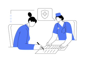 Obraz na płótnie Canvas Employee healthcare insurance abstract concept vector illustration.